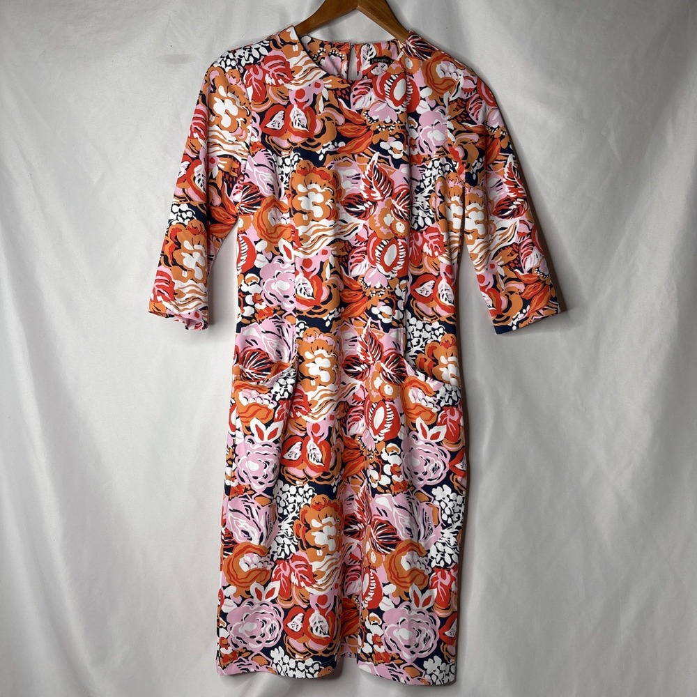 J. McLaughlin‎ Women's S Catalina Cloth Dress Gardenia Floral Print Pink Peach